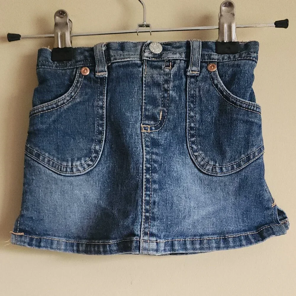 The Children's Place - Blue Denim Skort With Hearts On The Back Pockets Size 12M